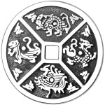 990 Pure Silver Four Divine Beasts & Bagua Talisman Pendant